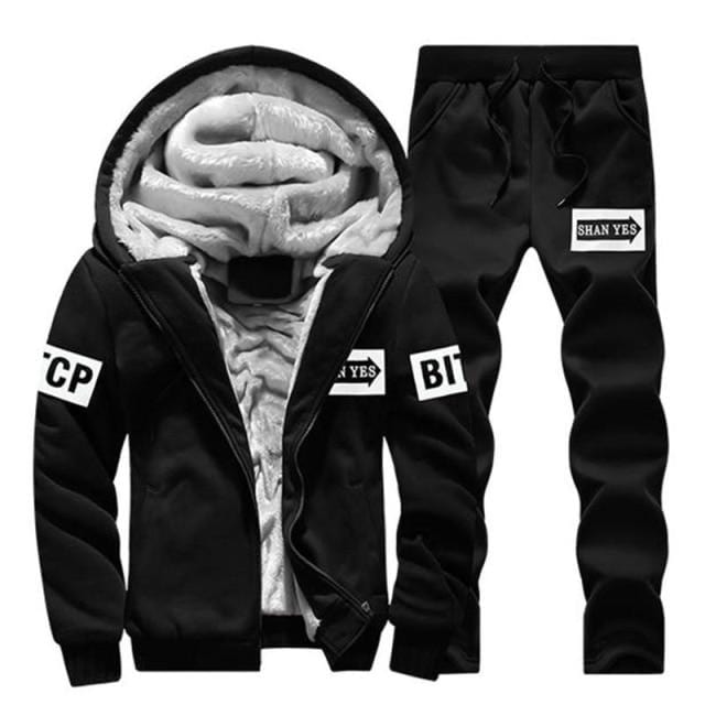 Mens Tracksuits Winter Men Set Warm Hoodies Suit Casual Fleece Lined Sweatshirts Men 2 Piece Set Sportswear 2021 4XL