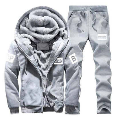 Mens Tracksuits Winter Men Set Warm Hoodies Suit Casual Fleece Lined Sweatshirts Men 2 Piece Set Sportswear 2021 4XL