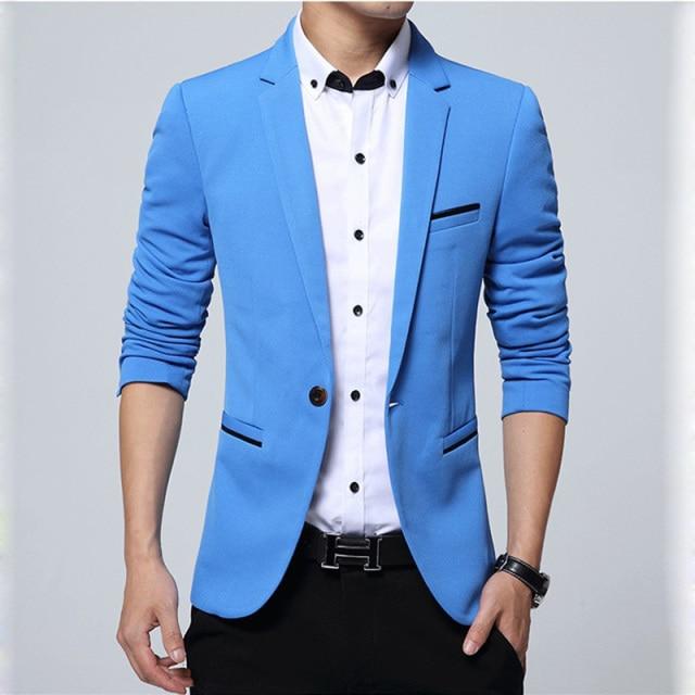 Brand Mens Casual Blazers Autumn Spring Fashion Slim Suit Jacket Men Blazer Masculino Clothing Vetement Homme M~5XL HF1415