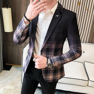 2021 new style Premium color scheme for men slim fit business plaid Blazers/Male fashion Leisure suit coat plaid Jackets S-3XL