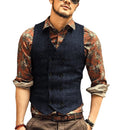 Men Vests Suit Vest Tweed Man Waistcoat Brown Black Groomman Wedding Clothing Jacket Victorian Style Steampunk Business