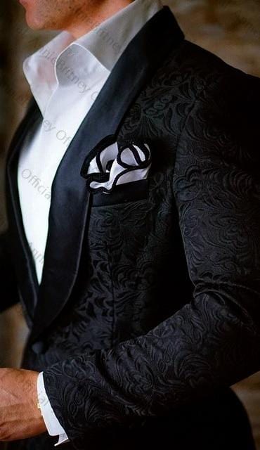 2021 Dimensiune personalizată Jacquard Groomsmen alb Mire Smoking șal rever Costume bărbați nunta bal cel mai bun bărbat blazer jachetă cu pantaloni set