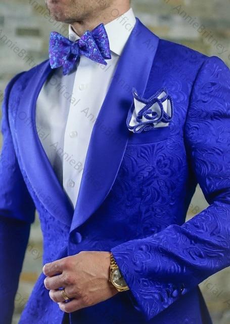 2021 Dimensiune personalizată Jacquard Groomsmen alb Mire Smoking șal rever Costume bărbați nunta bal cel mai bun bărbat blazer jachetă cu pantaloni set