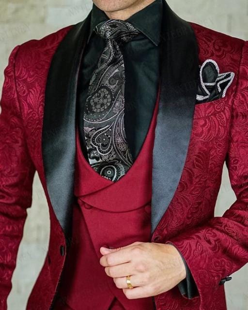 2021 Dimensiune personalizată Jacquard Groomsmen alb Mire Smoking șal rever Costume bărbați nunta bal cel mai bun bărbat blazer jachetă cu pantaloni set