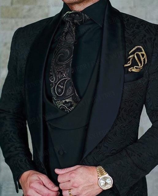 2021 Dimensiune personalizată Jacquard Groomsmen alb Mire Smoking șal rever Costume bărbați nunta bal cel mai bun bărbat blazer jachetă cu pantaloni set