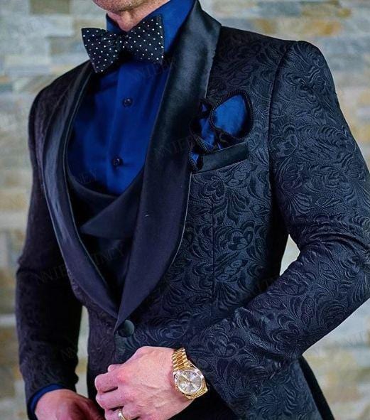 2021 Dimensiune personalizată Jacquard Groomsmen alb Mire Smoking șal rever Costume bărbați nunta bal cel mai bun bărbat blazer jachetă cu pantaloni set