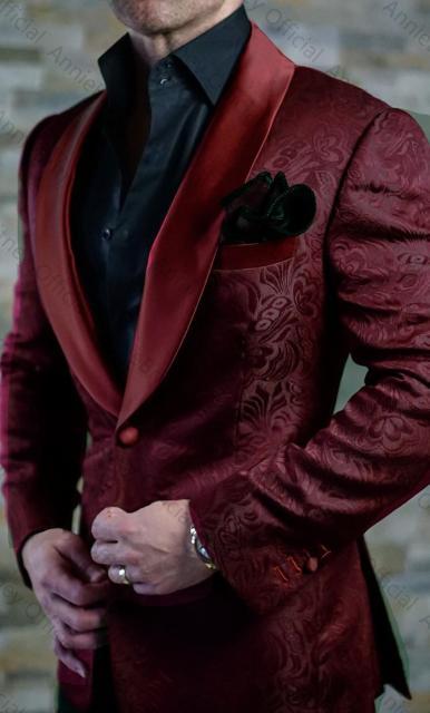 2021 Dimensiune personalizată Jacquard Groomsmen alb Mire Smoking șal rever Costume bărbați nunta bal cel mai bun bărbat blazer jachetă cu pantaloni set