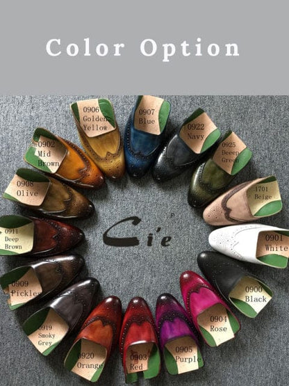 cie Men's Leather Brogues Dress Classic Office Formal Shoes Business Social Male Leather Wedding Shoes For Men Elegant DE03