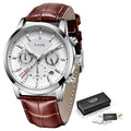 2021 New Mens Watches LIGE Top Brand Leather Chronograph Waterproof Sport Automatic Date Quartz Watch For Men Relogio Masculino