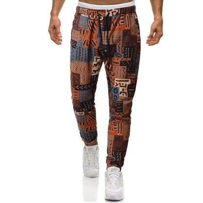 Mens Cotton Linen Joggers Sweatpant African Dashiki Print Trousers Jogging Pants Men Casual Hip Hop Streetwear African Clothes