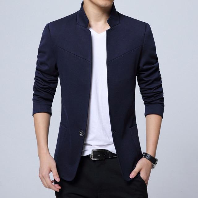 Liseaven Blazer Men Jackets Male Stand Collar Male Blazers Slim Fit Mens Blazer black Jacket Men Plus Size 5XL