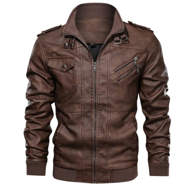 New autumn winter men's leather motorcycle jacket PU leather hooded jacket warm baseball jacket Euro Size coat