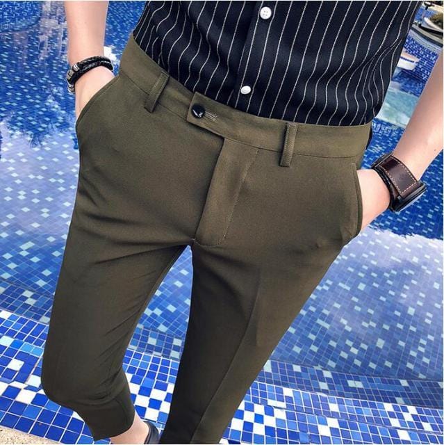 2021 New Men's Suit Pants Solid Color Casual Business Dress Pants Slim Dress Trousers Quality Men's Classic Groom Wedding Pants