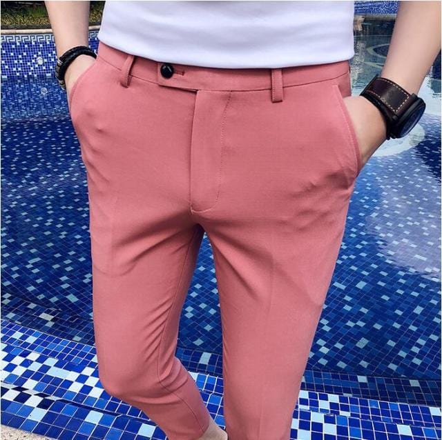 2021 New Men's Suit Pants Solid Color Casual Business Dress Pants Slim Dress Trousers Quality Men's Classic Groom Wedding Pants