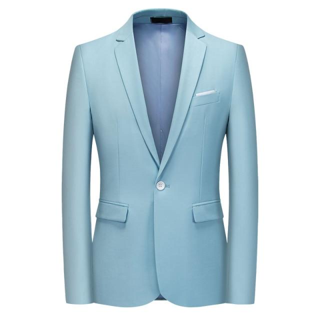 High Quality Men Slim Casual White Suit , Large Size Brands Men's business Casual Flow of Pure Color Blazers Men