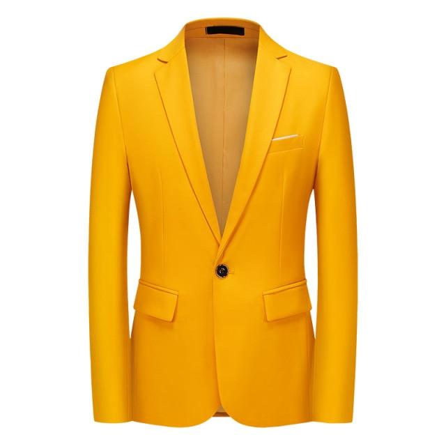 High Quality Men Slim Casual White Suit , Large Size Brands Men's business Casual Flow of Pure Color Blazers Men