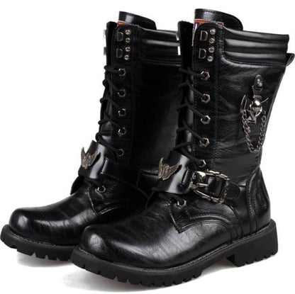 New Fashion Men's Motorcycle Boots Leather Boots Male Footwear Cowboy Casual Shoes Men  Boots Boots