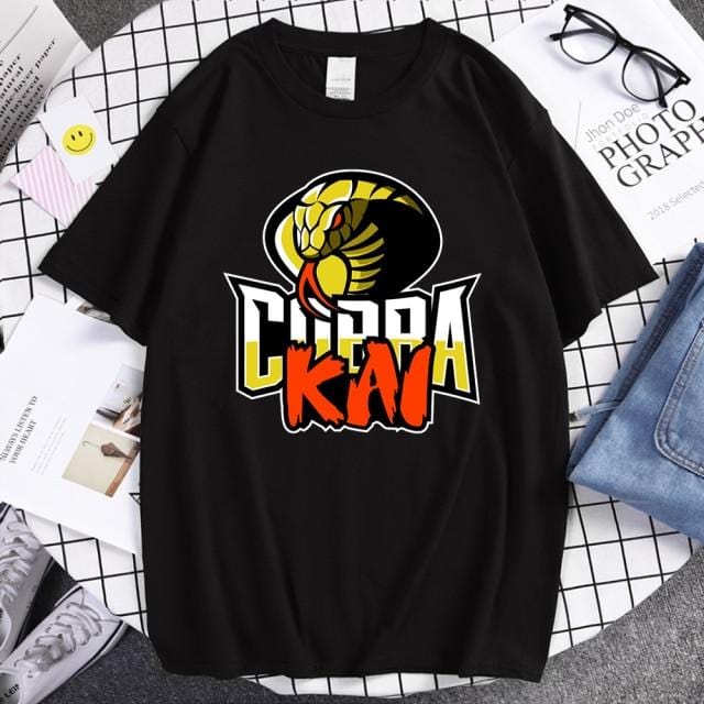 Cobra Kai T Shirt Men Strike First Strike Hard No Mercy Tshirt Shirts QualitySummer Top Tshirts Short Sleeves Tees Black T-Shirt