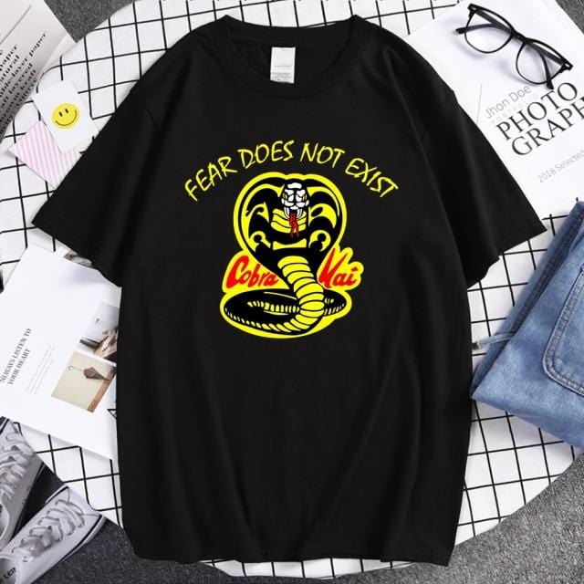 Cobra Kai T Shirt Men Strike First Strike Hard No Mercy Tshirt Shirts QualitySummer Top Tshirts Short Sleeves Tees Black T-Shirt