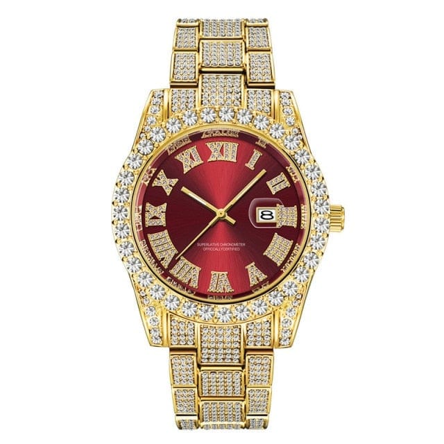 Hip Hop Full Iced Out Mens Watches Luxury Date Quartz Wrist Watches With Micropaved Cubic Zircon Watch For Women Men Jewelry