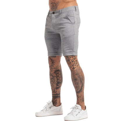 Men's Shorts Homme Summer Elastic Waist Plaid Short Skinny Fit Fashion Brand Fitness Shorts for Men Casual Stretchy Chinos