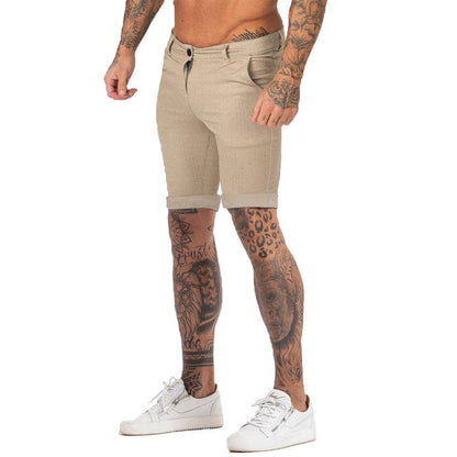 Men's Shorts Homme Summer Elastic Waist Plaid Short Skinny Fit Fashion Brand Fitness Shorts for Men Casual Stretchy Chinos