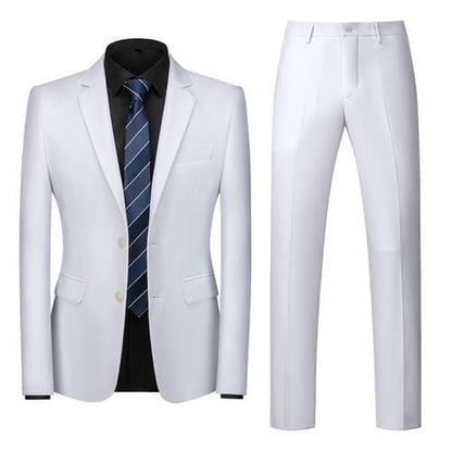 2020 Spring Autumn Fashion New Men's Business Casual Solid Color Suits / Male Two Button Blazers Jacker Coat Trousers Pants