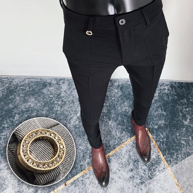 Men's Suit Pants Formal Pants High Quality Solid Color Business Fashion Casual Slim Fit Ankle Trouser Men's Clothing Dress Pants