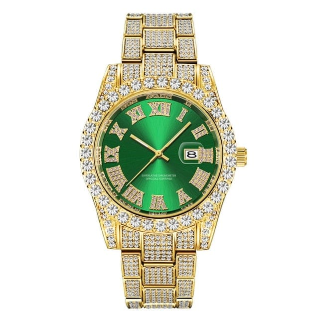 Hip Hop Full Iced Out Mens Watches Luxury Date Quartz Wrist Watches With Micropaved Cubic Zircon Watch For Women Men Jewelry