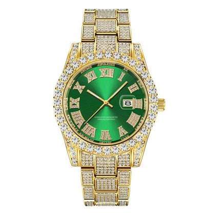 Hip Hop Full Iced Out Mens Watches Luxury Date Quartz Wrist Watches With Micropaved Cubic Zircon Watch For Women Men Jewelry