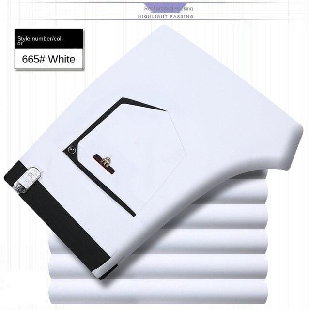 White Black Formal Trousers For Men Summer Thin Business Office Dress Trousers Stretch Wendding Suit Pants Men  New