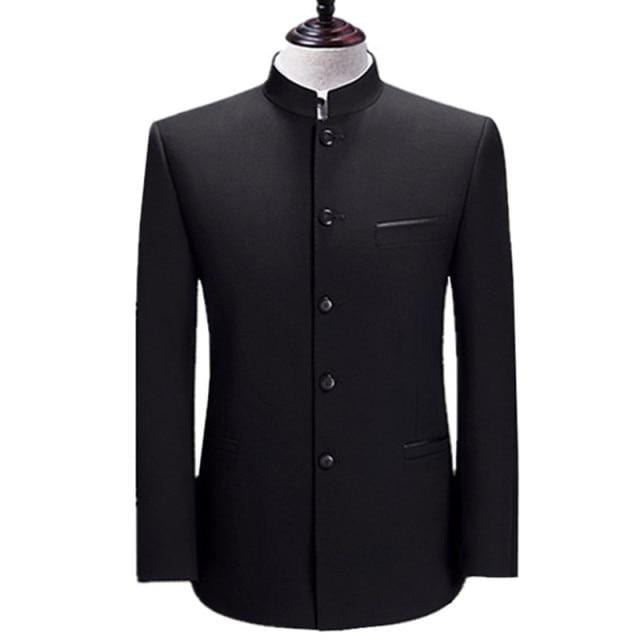 Chinese Style Mandarin Stand Collar Business Casual Wedding Slim Fit Blazer Men Casual Suit Jacket Male Coat 4XL