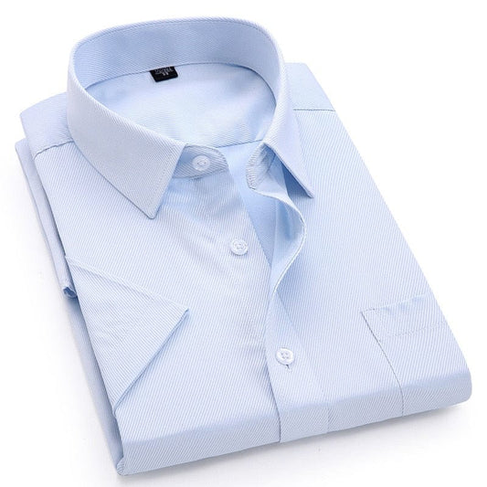 Men&#39;s Casual Dress Short Sleeved Shirt Summer White Blue Pink Black Male Regular Fit Shirt Men Social Shirts 4XL 5XL 6XL 7XL 8XL