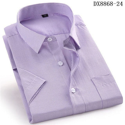 Men's Casual Dress Short Sleeved Shirt Summer White Blue Pink Black Male Regular Fit Shirt Men Social Shirts 4XL 5XL 6XL 7XL 8XL