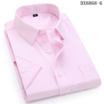 Men's Casual Dress Short Sleeved Shirt Summer White Blue Pink Black Male Regular Fit Shirt Men Social Shirts 4XL 5XL 6XL 7XL 8XL