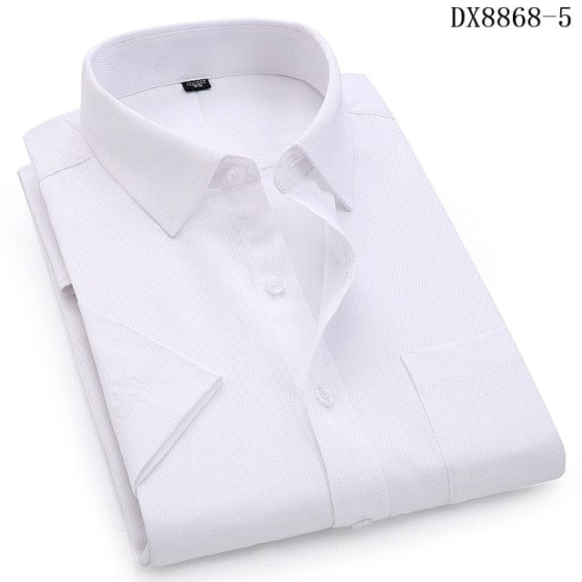 Men&#39;s Casual Dress Short Sleeved Shirt Summer White Blue Pink Black Male Regular Fit Shirt Men Social Shirts 4XL 5XL 6XL 7XL 8XL