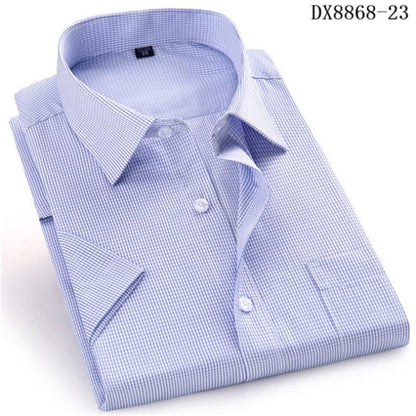 Men's Casual Dress Short Sleeved Shirt Summer White Blue Pink Black Male Regular Fit Shirt Men Social Shirts 4XL 5XL 6XL 7XL 8XL