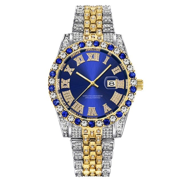 Hip Hop Full Iced Out Mens Watches Luxury Date Quartz Wrist Watches With Micropaved Cubic Zircon Watch For Women Men Jewelry