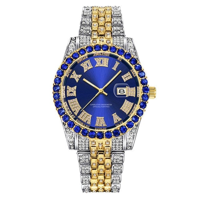 Hip Hop Full Iced Out Mens Watches Luxury Date Quartz Wrist Watches With Micropaved Cubic Zircon Watch For Women Men Jewelry