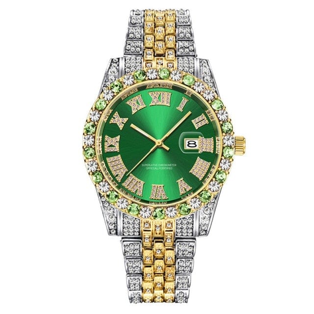 Hip Hop Full Iced Out Mens Watches Luxury Date Quartz Wrist Watches With Micropaved Cubic Zircon Watch For Women Men Jewelry