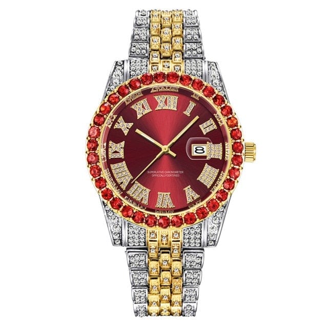 Hip Hop Full Iced Out Mens Watches Luxury Date Quartz Wrist Watches With Micropaved Cubic Zircon Watch For Women Men Jewelry