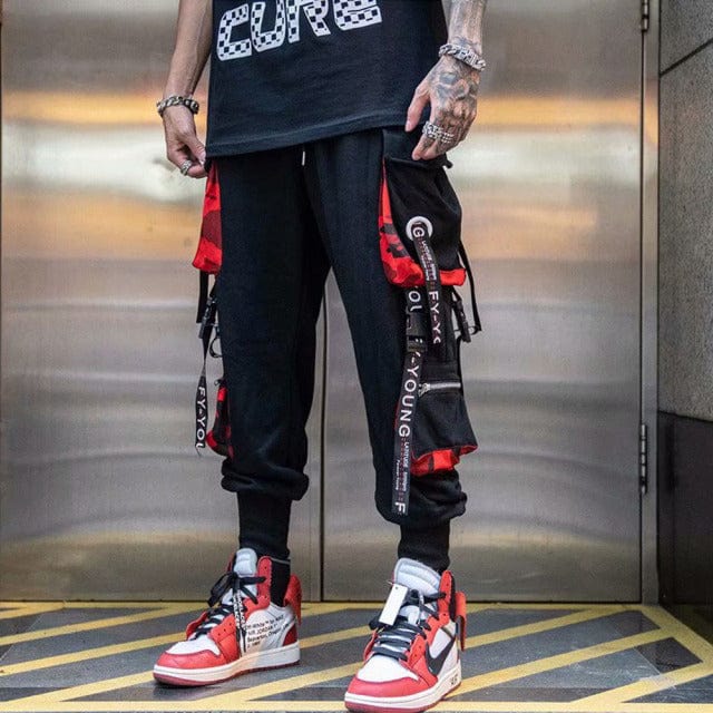 Joggeri Pantaloni cargo pentru bărbați Casual Hip Hop Hit Color Buzunar Pantaloni pentru bărbați Pantaloni de sport Streetwear Panglici Pantaloni Techwear