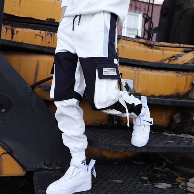 Joggeri Pantaloni cargo pentru bărbați Casual Hip Hop Hit Color Buzunar Pantaloni pentru bărbați Pantaloni de sport Streetwear Panglici Pantaloni Techwear