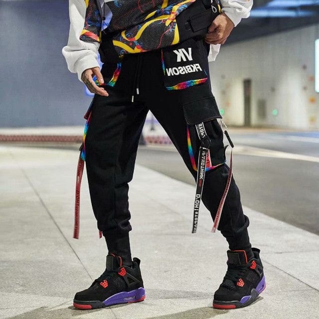 Joggeri Pantaloni cargo pentru bărbați Casual Hip Hop Hit Color Buzunar Pantaloni pentru bărbați Pantaloni de sport Streetwear Panglici Pantaloni Techwear