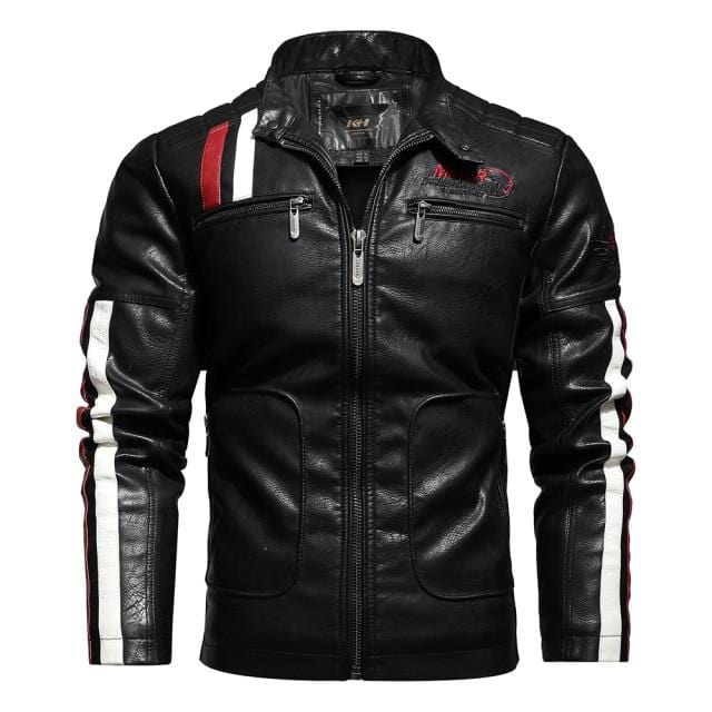 Vintage Motorcycle Jacket 2021 Men Fashion New Biker Leather Jacket Male Embroidery Coat Winter Fleece Pu Overcoat