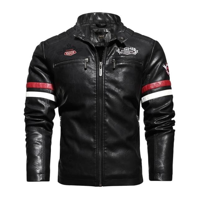 Vintage Motorcycle Jacket 2021 Men Fashion New Biker Leather Jacket Male Embroidery Coat Winter Fleece Pu Overcoat