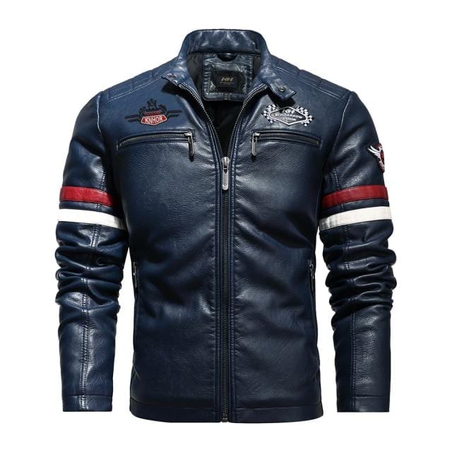 Vintage Motorcycle Jacket 2021 Men Fashion New Biker Leather Jacket Male Embroidery Coat Winter Fleece Pu Overcoat