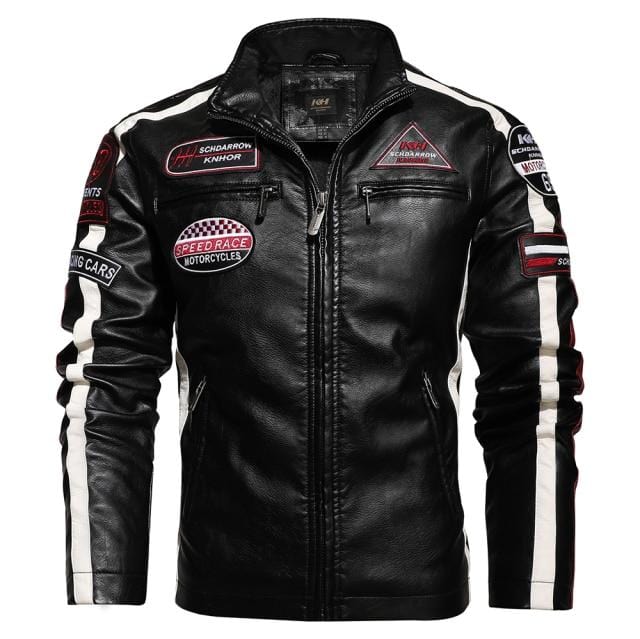 Vintage Motorcycle Jacket 2021 Men Fashion New Biker Leather Jacket Male Embroidery Coat Winter Fleece Pu Overcoat