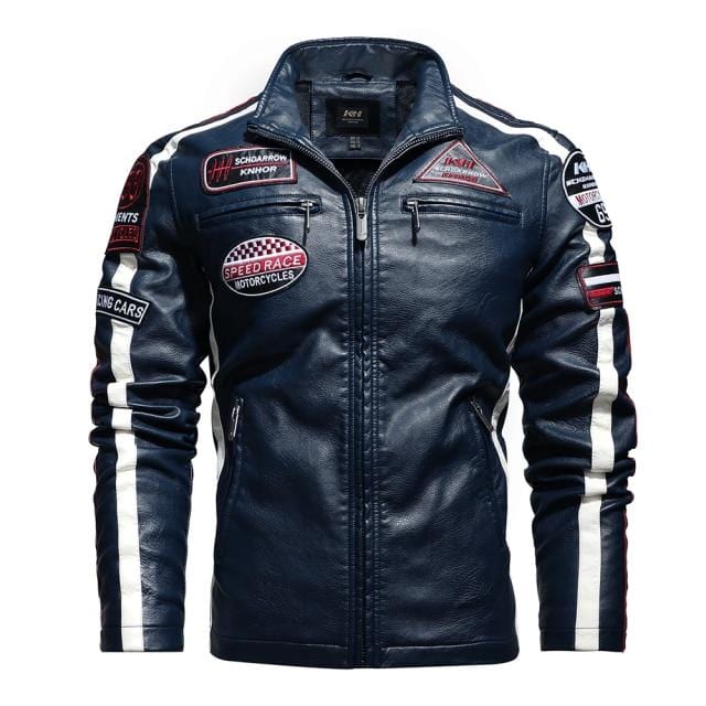 Vintage Motorcycle Jacket 2021 Men Fashion New Biker Leather Jacket Male Embroidery Coat Winter Fleece Pu Overcoat