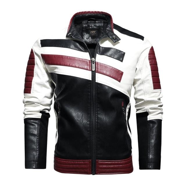 Vintage Motorcycle Jacket 2021 Men Fashion New Biker Leather Jacket Male Embroidery Coat Winter Fleece Pu Overcoat